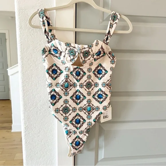 NWT Agua Bendita Citrino Platero Gemstone One Piece Swimsuit - Picture 7 of 12